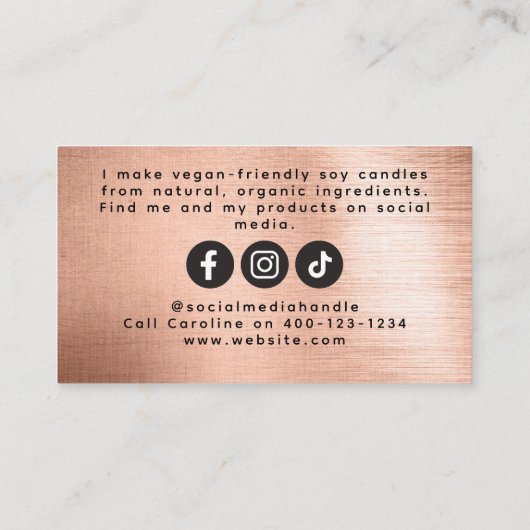 D'appel Carte de visite de fabricant de bougies de script  (Dos)