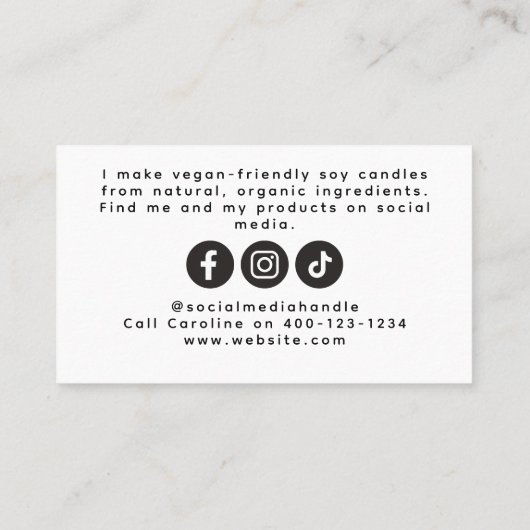 D'appel Carte de visite de faiseur de bougies du script de (Dos)