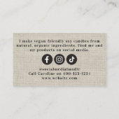 D'appel Carte de visite de faiseur de bougies Rustique (Dos)