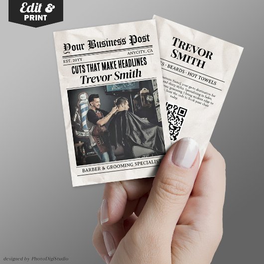D'appel Carte de visite de journal, Barbier & Grooming Sty