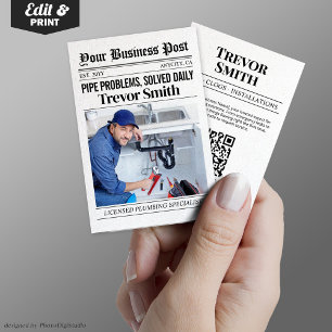 D'appel Carte de visite de journal, Plumber Plumbing Pro