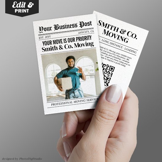 D'appel Carte de visite de journaux, services d'emballage 