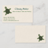 D'appel Carte de visite de la tortue de mer (Devant / Derrière)