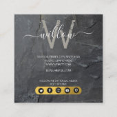 D'appel Carte de visite de script stylé en pierre gris cha (Dos)