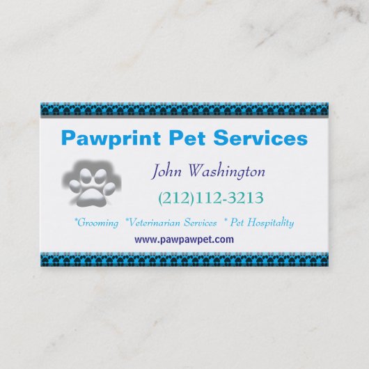 D'appel Carte de visite de secours d'animal familier (Devant)