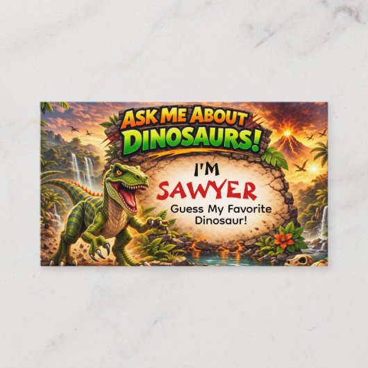 D'appel Carte de visite dinosaure cool pour enfants plus â (Devant)