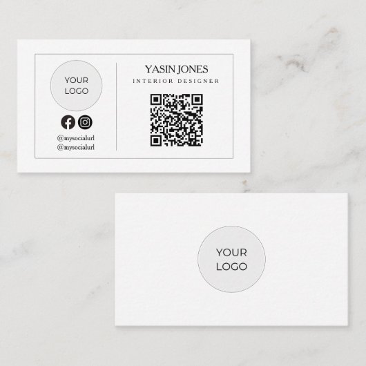 D'appel Carte de visite logo icône sociale QR code minimal (Devant / Derrière)
