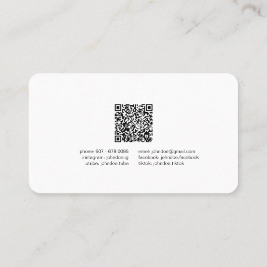 D'appel Carte de visite moderne noir et blanc avec code QR (Dos)