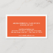 D'APPEL CARTE DE VISITE ORANGE MODERNE POUR ÉTUDIANTS DE C (Dos)