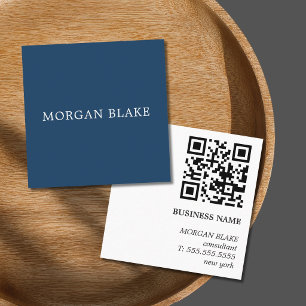 D'appel Carte de visite QR Code Bleu Minimaliste pour Cons