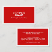 D'APPEL CARTE DE VISITE ROUGE MODERNE POUR ÉTUDIANTS DE CO (Devant / Derrière)