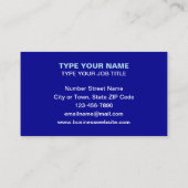 D'appel Carte de visite simple avec texte en bleu (Dos)