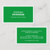 D'APPEL CARTE DE VISITE VERT MODERNE POUR ÉTUDIANTS DE COL (Devant / Derrière)