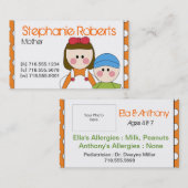 D'appel Carte d'information de maman (Devant / Derrière)