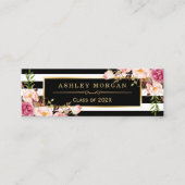 D'appel Carte d'insertion de diplôme Floral Black White St (Devant)