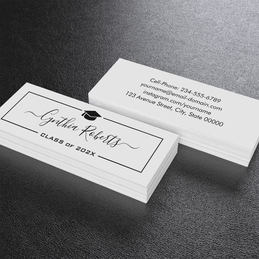 D'appel Carte d'insertion de graduation noir simple Script