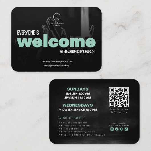 D'appel Carte d'invitation de bienvenue à l'église Modèle (Devant / Derrière)