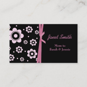 D'appel Carte florale noire et rose élégante de maman