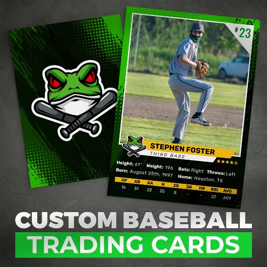 D'appel Carte Green Baseball Trading Photo Logo de Basebal