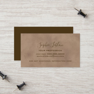 D'appel Carte Marron Élégante Vieille avec Nom en Script