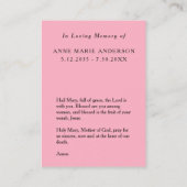 D'appel Carte mémorial de la Vierge Marie rose (Dos)