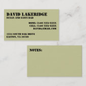 D'appel Carte militaire d'information de contact de papa (Devant / Derrière)