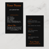 D'appel Carte orange et noire de profil (Devant / Derrière)