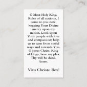 D'appel Christ le Roi Carte de prière personnalisable (Dos)