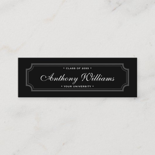 D'appel Classic élégant bordure noire carte de nom de grad (Devant)