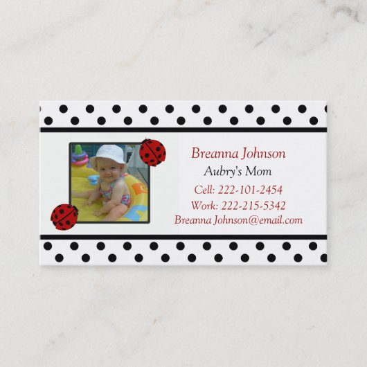 D'appel Coccinelle : Carte de contact de maman (Devant)