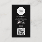 D'appel Code QR noir moderne Carte de visite des médias so (Devant)