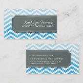 D'appel cool carte de visite chevron rayure bleu aquarelle (Devant / Derrière)