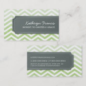 D'appel cool carte de visite chevron rayure vert aquarelle (Devant / Derrière)