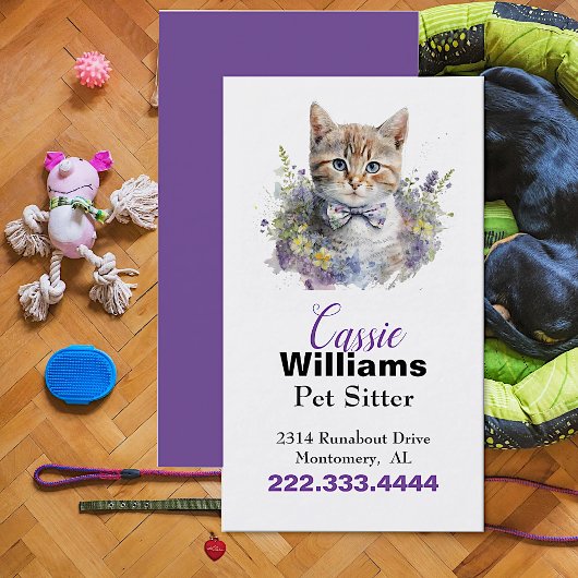 D'appel Cute Kitten Carte de visite pour animaux de compag