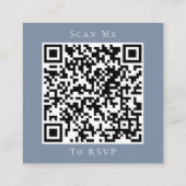 D'appel Dusty Blue Mariage Website QR Code carte RSVP (Dos)