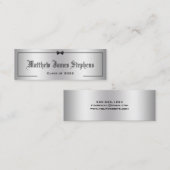 D'appel Elégant Argent 2 Formal Graduation Carte Nom (Devant / Derrière)