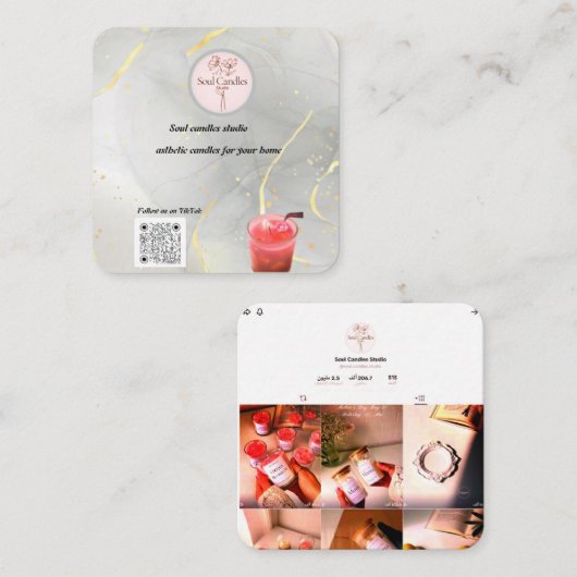 D'appel Élégant Carte de visite de bougie | Studio de boug (Devant / Derrière)