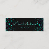 D'appel Élégante carte de nom de Parties scintillant bleue (Devant)