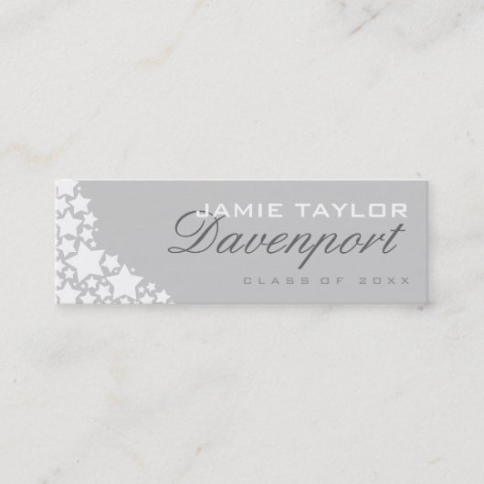 D'appel Étoiles gris-clair de blanc de carte nominative (Devant)