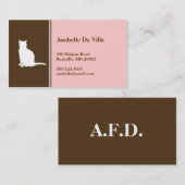 D'appel Feline chat rose brun animal de compagnie carte d' (Devant / Derrière)