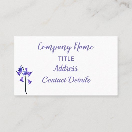 D'appel Fleur pourpre. Carte de contact (Dos)