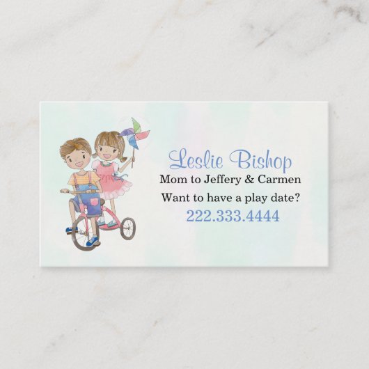 D'appel Garçon et fille sur la carte de date de jeu de (Devant)