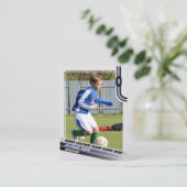 D'appel Joueur de soccer carte de commerce gris clair bleu (Debout devant)