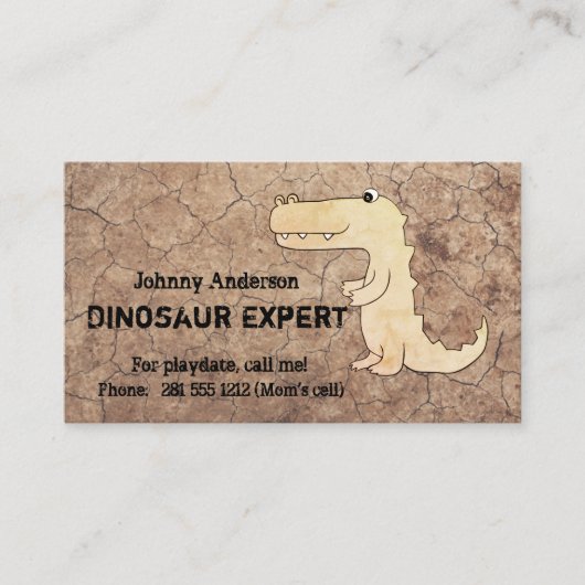 D'appel Kid Dinosaur Expert Carte de visite Pour Le Jeu De (Devant)