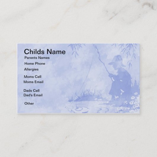 D'appel Le garçon de pêche badine le carte de visite (Devant)