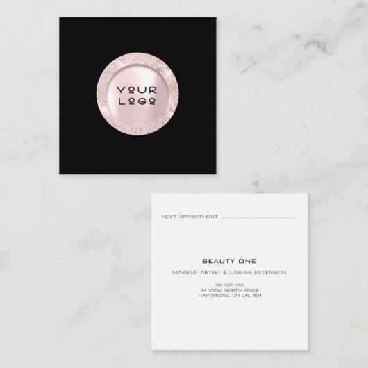 D'appel Logo Rose de carte de rendez-vous Eyelashes Noir B (Devant / Derrière)