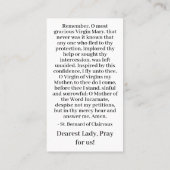 D'appel Marie, carte de prière de la Mère de Dieu (Dos)