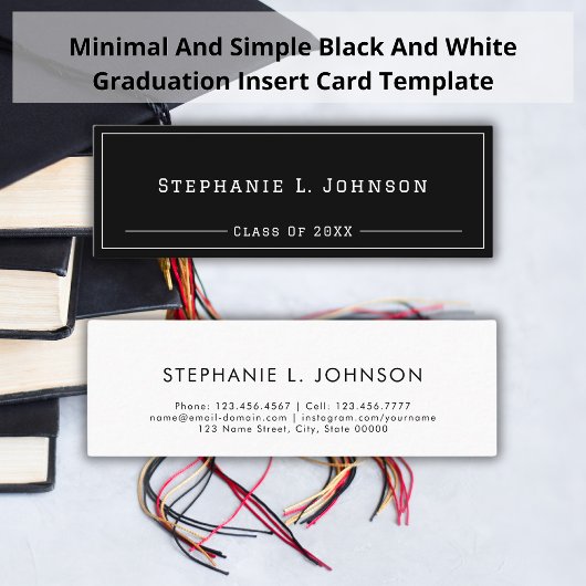 D'appel Nom de la graduation Carte I Minimal Simple Black 