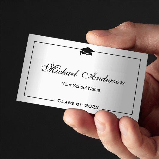 D'appel Nom de la graduation Carte Namecard Silver Metalli
