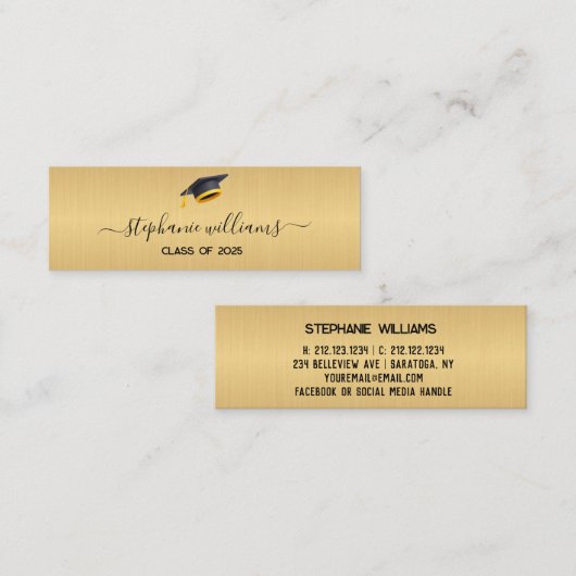 D'appel Nom de la graduation Carte Script moderne Insérer  (Devant / Derrière)